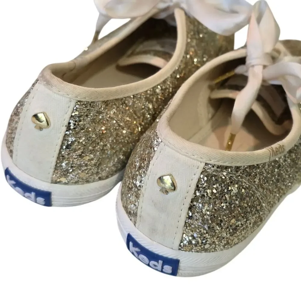 Keds X Kate Spade New York Champion Gold Glitter Sneakers Size 6